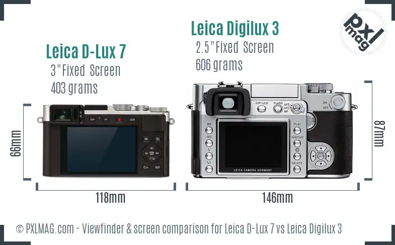 Leica D-Lux 7 vs Leica Digilux 3 Screen and Viewfinder comparison Leica D-Lux 7 vs Leica Digilux 3 Screen and Viewfinder comparison
