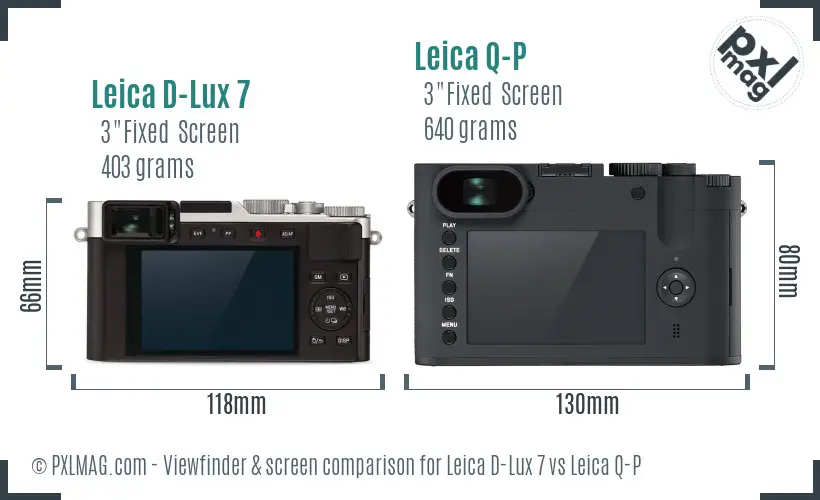 Leica D-Lux 7 vs Leica Q-P Screen and Viewfinder comparison