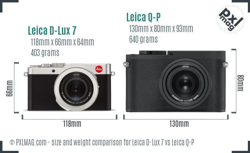 Leica D-Lux 7 vs Leica Q-P size comparison