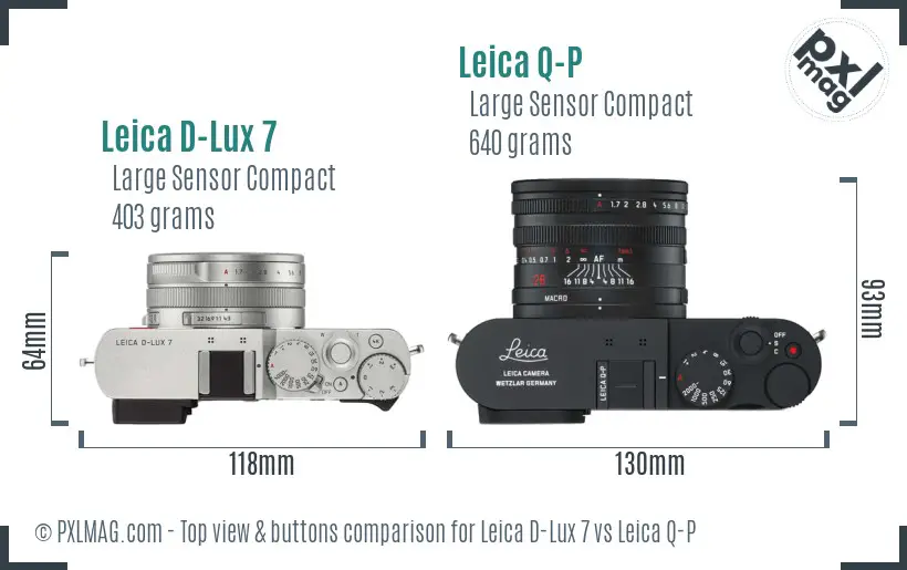 Leica D-Lux 7 vs Leica Q-P top view buttons comparison