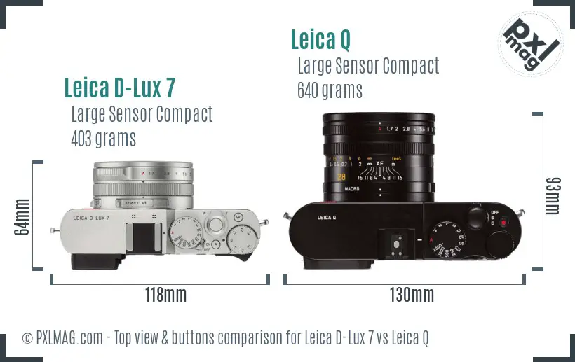 Leica D-Lux 7 vs Leica Q top view buttons comparison