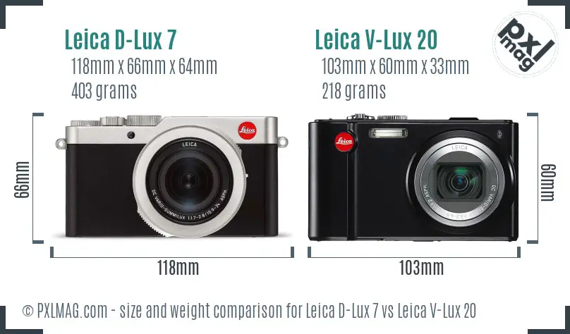 Leica D-Lux 7 vs Leica V-Lux 20 size comparison Leica D-Lux 7 vs Leica V-Lux 20 size comparison