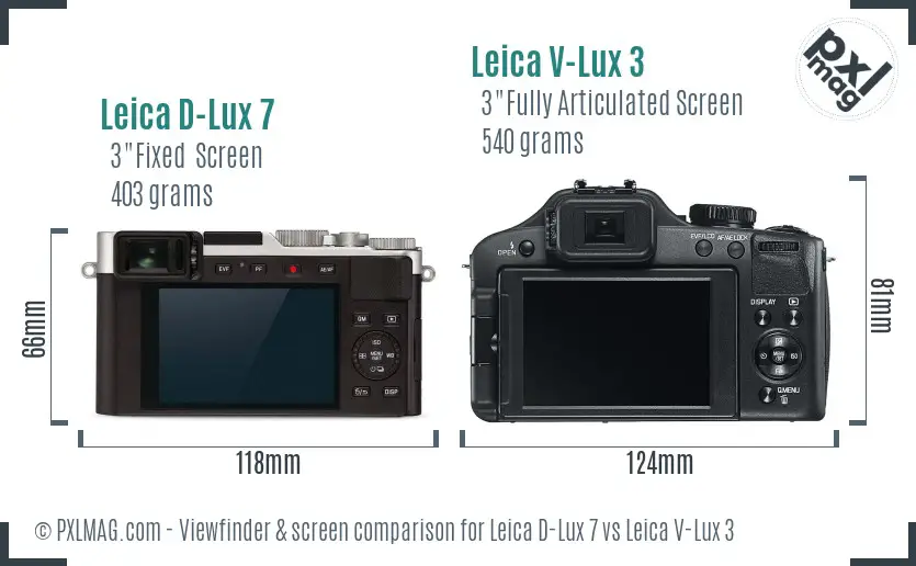 Leica D-Lux 7 vs Leica V-Lux 3 Screen and Viewfinder comparison Leica D-Lux 7 vs Leica V-Lux 3 Screen and Viewfinder comparison