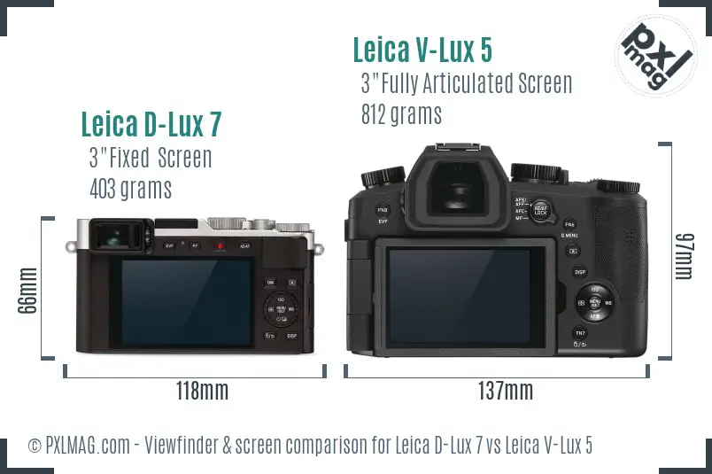 Leica D-Lux 7 vs Leica V-Lux 5 Screen and Viewfinder comparison Leica D-Lux 7 vs Leica V-Lux 5 Screen and Viewfinder comparison