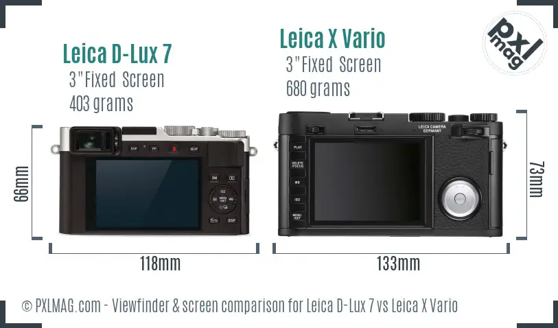 Leica D-Lux 7 vs Leica X Vario Screen and Viewfinder comparison