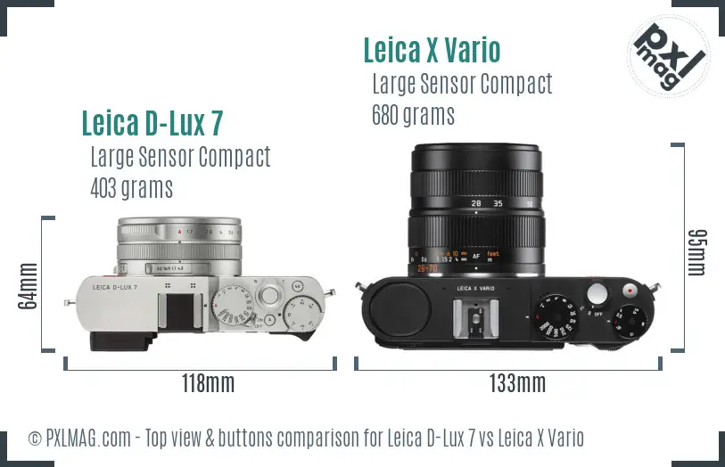 Leica D-Lux 7 vs Leica X Vario top view buttons comparison