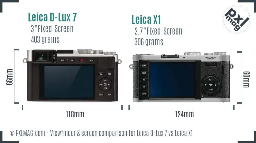 Leica D-Lux 7 vs Leica X1 Screen and Viewfinder comparison