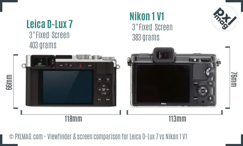 Leica D-Lux 7 vs Nikon 1 V1 Screen and Viewfinder comparison Leica D-Lux 7 vs Nikon 1 V1 Screen and Viewfinder comparison