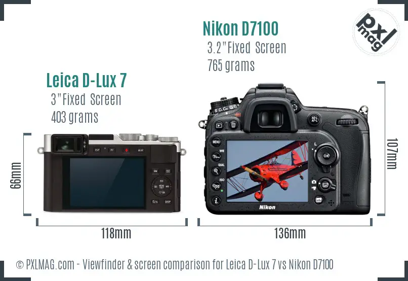 Leica D-Lux 7 vs Nikon D7100 Screen and Viewfinder comparison