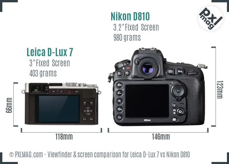 Leica D-Lux 7 vs Nikon D810 Screen and Viewfinder comparison Leica D-Lux 7 vs Nikon D810 Screen and Viewfinder comparison