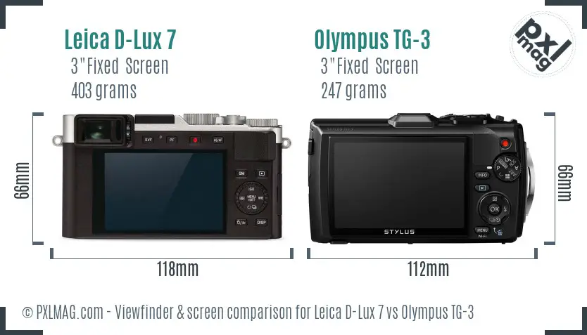 Leica D-Lux 7 vs Olympus TG-3 Screen and Viewfinder comparison
