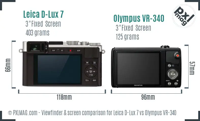 Leica D-Lux 7 vs Olympus VR-340 Screen and Viewfinder comparison