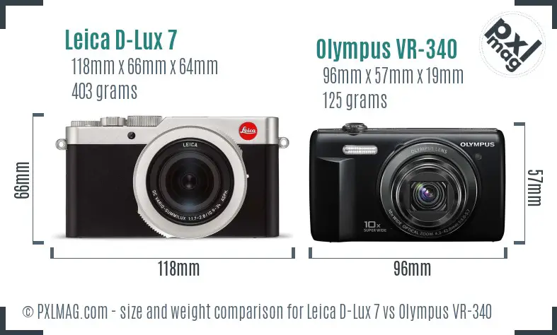 Leica D-Lux 7 vs Olympus VR-340 size comparison