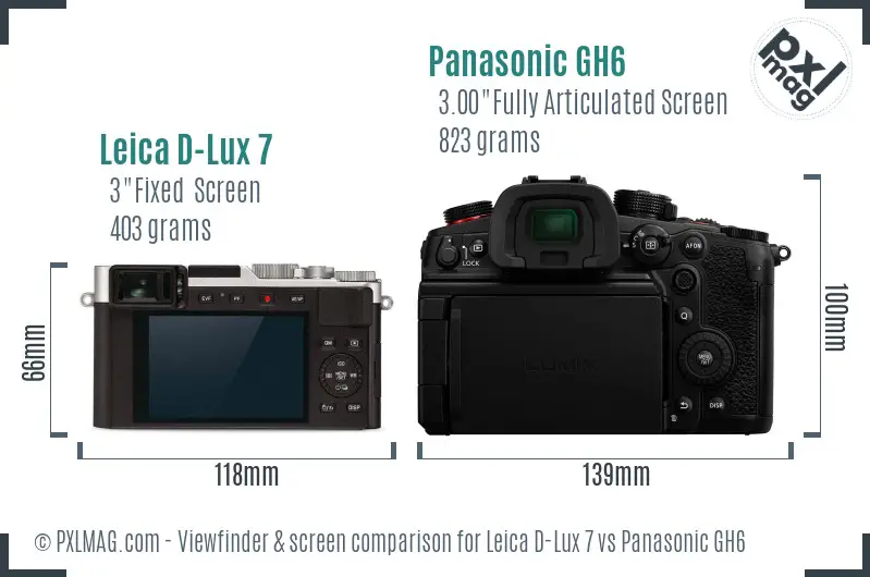 Leica D-Lux 7 vs Panasonic GH6 Screen and Viewfinder comparison Leica D-Lux 7 vs Panasonic GH6 Screen and Viewfinder comparison