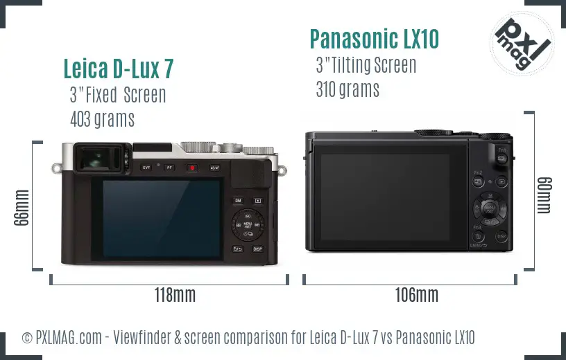 Leica D-Lux 7 vs Panasonic LX10 Screen and Viewfinder comparison