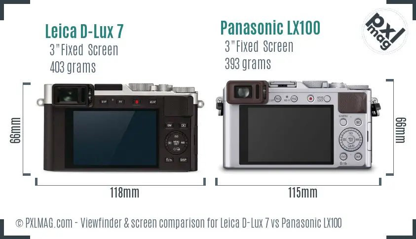 Leica D-Lux 7 vs Panasonic LX100 Screen and Viewfinder comparison