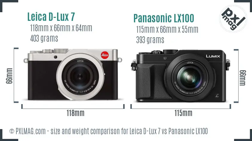 Leica D-Lux 7 vs Panasonic LX100 size comparison