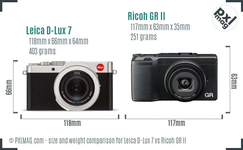 Leica D-Lux 7 vs Ricoh GR II size comparison