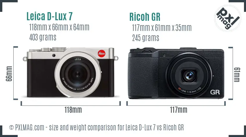 Leica D-Lux 7 vs Ricoh GR size comparison