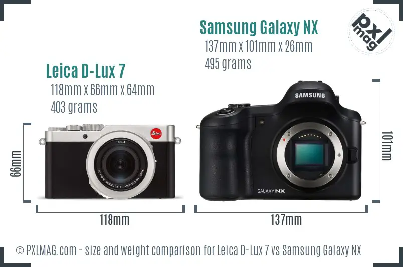 Leica D-Lux 7 vs Samsung Galaxy NX size comparison