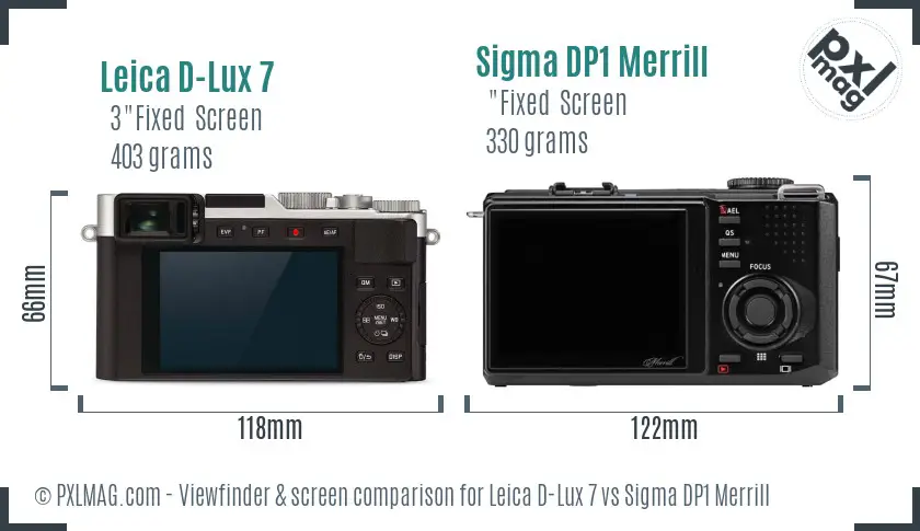 Leica D-Lux 7 vs Sigma DP1 Merrill Screen and Viewfinder comparison