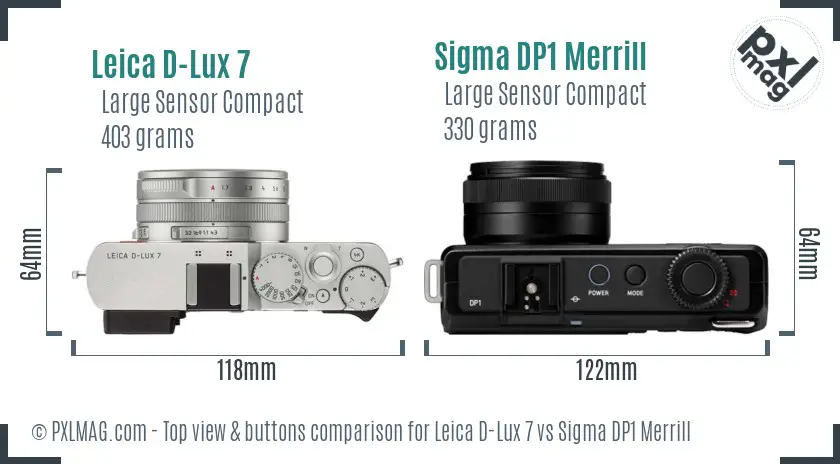 Leica D-Lux 7 vs Sigma DP1 Merrill top view buttons comparison