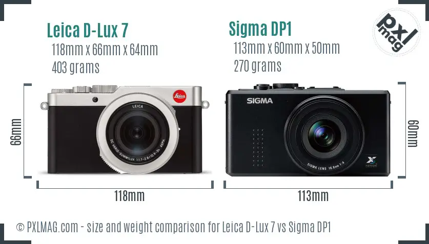 Leica D-Lux 7 vs Sigma DP1 size comparison
