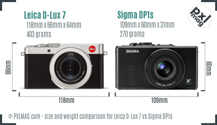 Leica D-Lux 7 vs Sigma DP1s size comparison