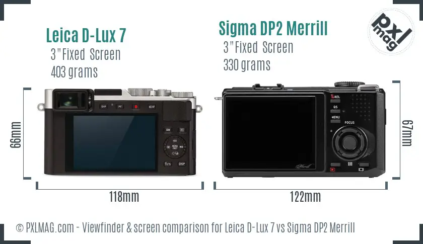 Leica D-Lux 7 vs Sigma DP2 Merrill Screen and Viewfinder comparison
