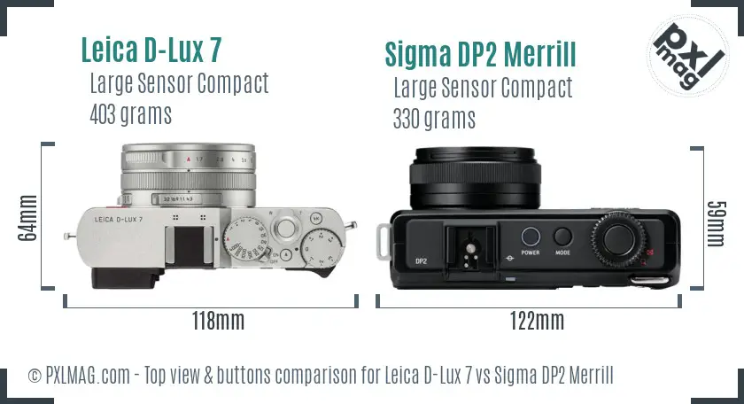 Leica D-Lux 7 vs Sigma DP2 Merrill top view buttons comparison