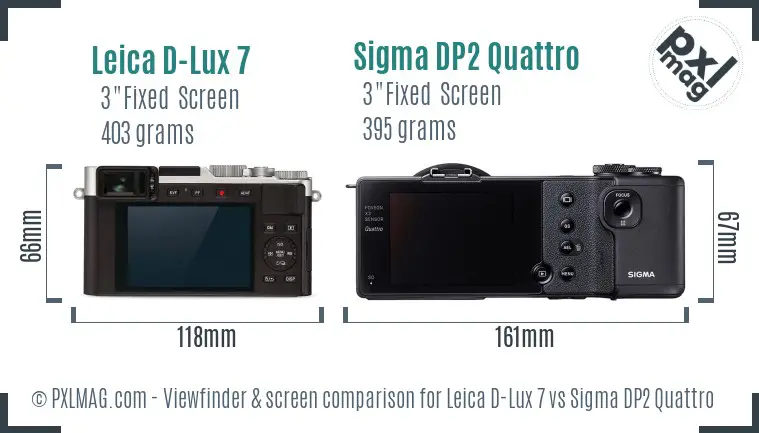 Leica D-Lux 7 vs Sigma DP2 Quattro Screen and Viewfinder comparison