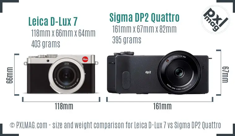 Leica D-Lux 7 vs Sigma DP2 Quattro size comparison