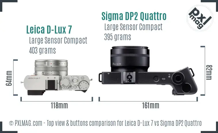 Leica D-Lux 7 vs Sigma DP2 Quattro top view buttons comparison