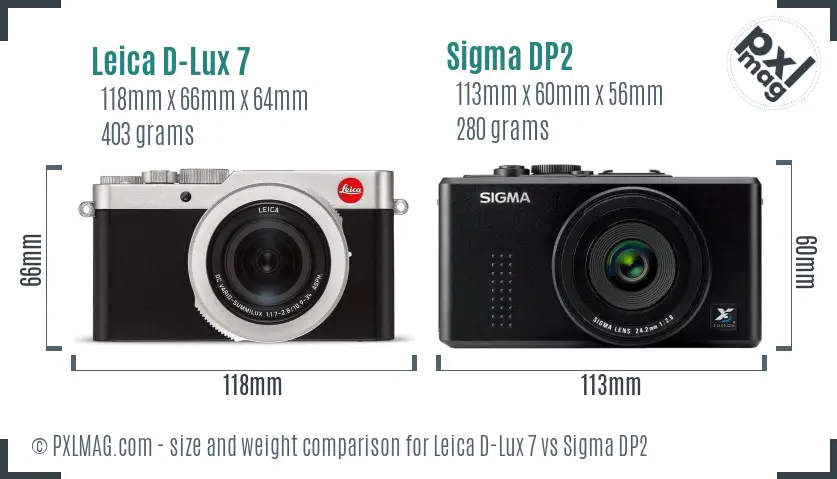 Leica D-Lux 7 vs Sigma DP2 size comparison