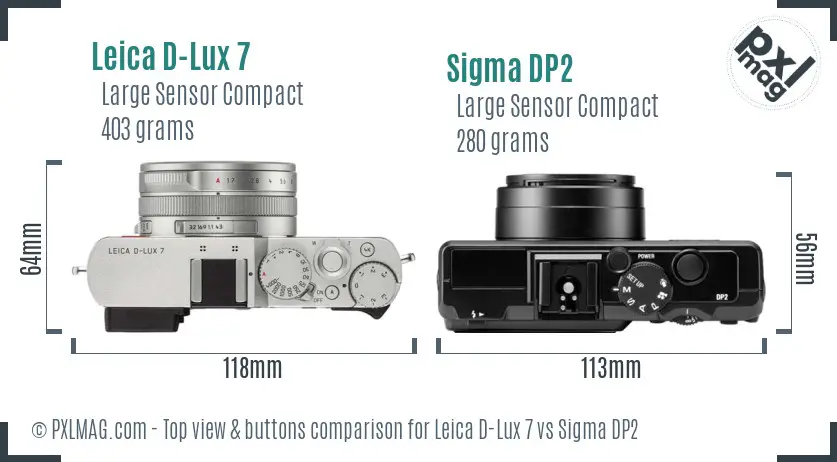 Leica D-Lux 7 vs Sigma DP2 top view buttons comparison