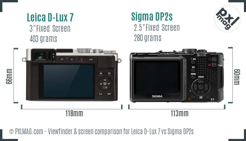 Leica D-Lux 7 vs Sigma DP2s Screen and Viewfinder comparison