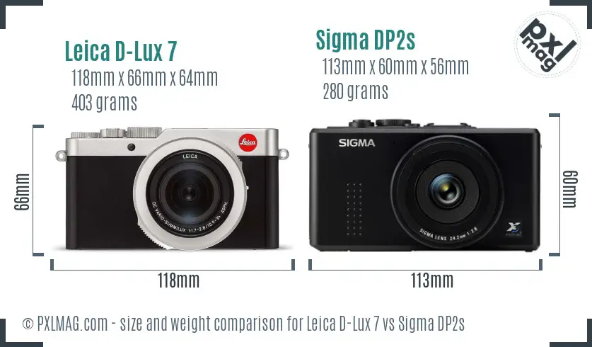 Leica D-Lux 7 vs Sigma DP2s size comparison