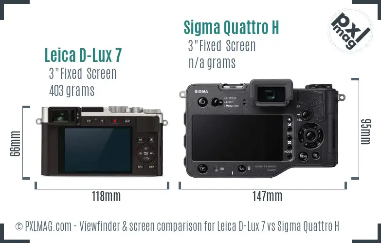 Leica D-Lux 7 vs Sigma Quattro H Screen and Viewfinder comparison