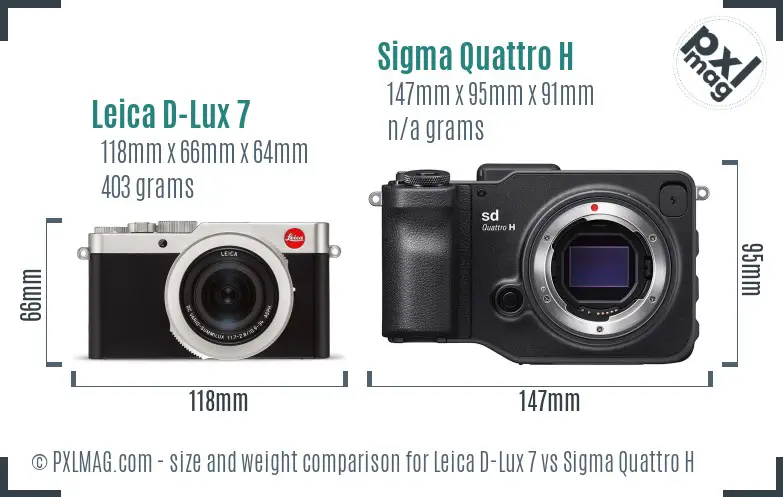 Leica D-Lux 7 vs Sigma Quattro H size comparison