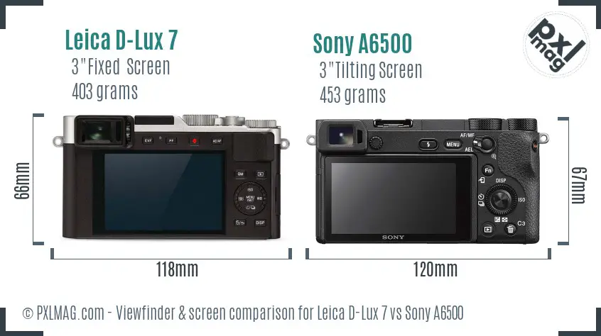 Leica D-Lux 7 vs Sony A6500 Screen and Viewfinder comparison