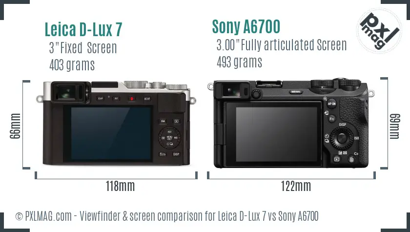 Leica D-Lux 7 vs Sony A6700 Screen and Viewfinder comparison