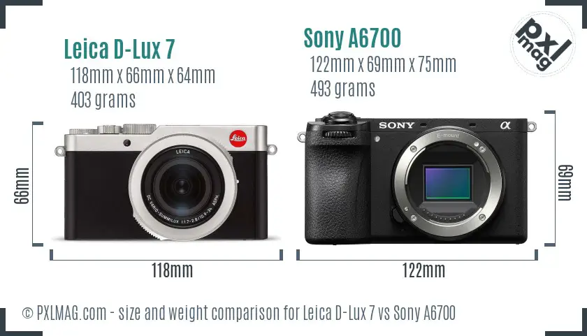 Leica D-Lux 7 vs Sony A6700 size comparison Leica D-Lux 7 vs Sony A6700 size comparison