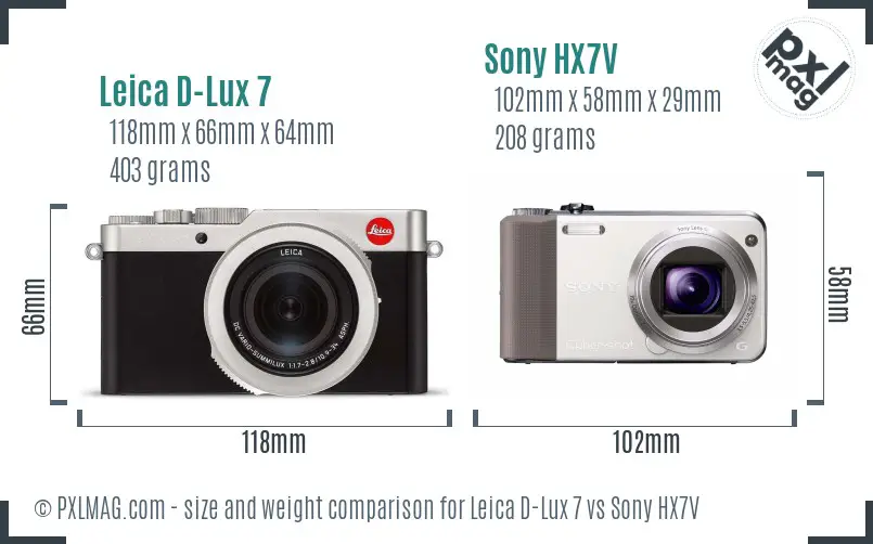 Leica D-Lux 7 vs Sony HX7V size comparison
