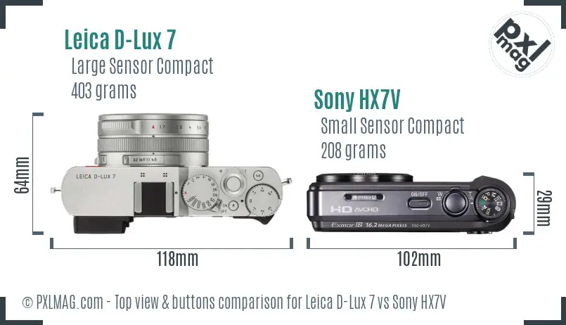 Leica D-Lux 7 vs Sony HX7V top view buttons comparison