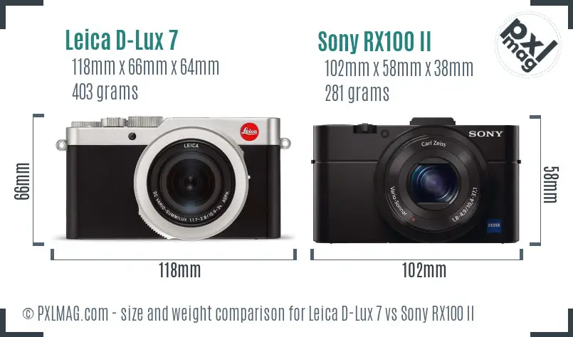 Leica D-Lux 7 vs Sony RX100 II size comparison