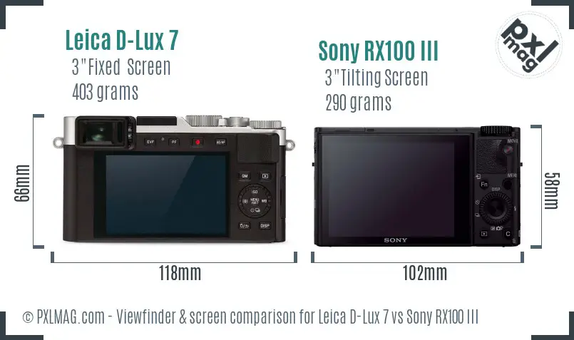 Leica D-Lux 7 vs Sony RX100 III Screen and Viewfinder comparison