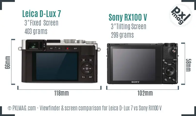 Leica D-Lux 7 vs Sony RX100 V Screen and Viewfinder comparison
