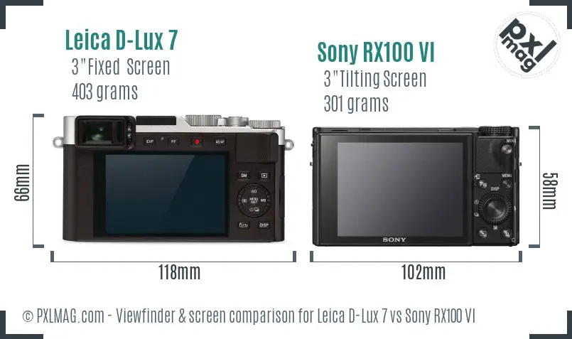 Leica D-Lux 7 vs Sony RX100 VI Screen and Viewfinder comparison