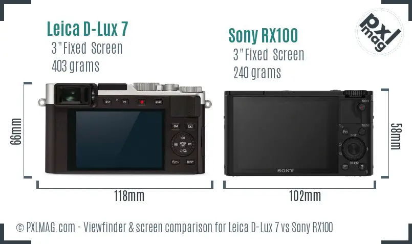 Leica D-Lux 7 vs Sony RX100 Screen and Viewfinder comparison