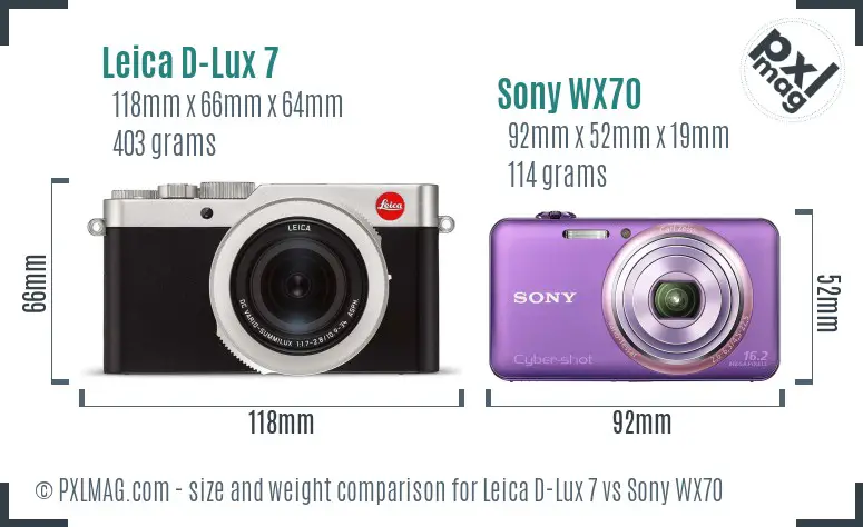 Leica D-Lux 7 vs Sony WX70 size comparison